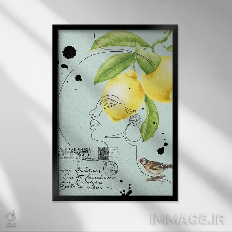 تابلو مینیمال پرتره زنانه انتزاعی اثر ژانیا شاریپژانوا - نمای قابدار مشکی