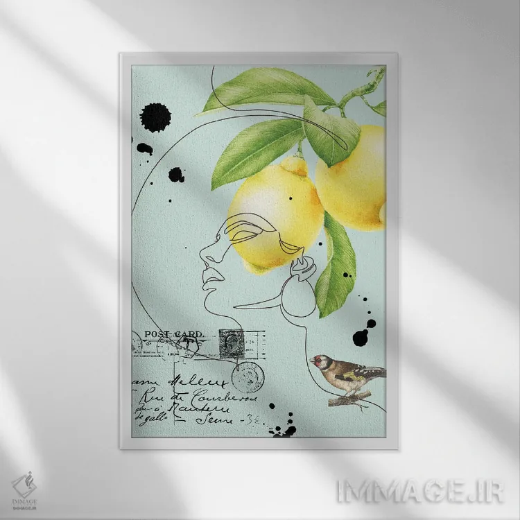 تابلو مینیمال پرتره زنانه انتزاعی اثر ژانیا شاریپژانوا - نمای قابدار سفید