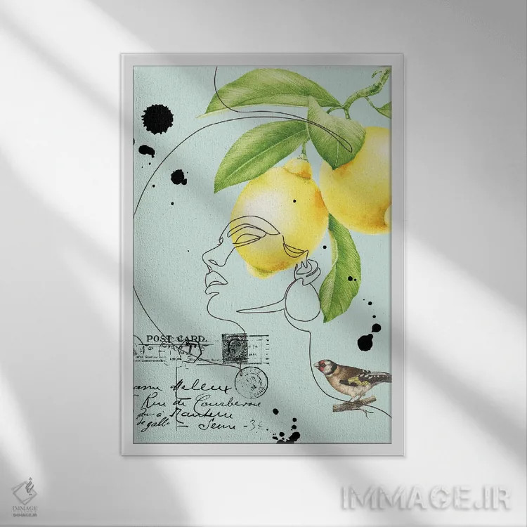 تابلو مینیمال پرتره زنانه انتزاعی اثر ژانیا شاریپژانوا - نمای قابدار سفید