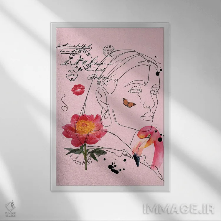 تابلو مینیمال پرتره زنانه بوهو اثر ژانیا شاریپژانوا - نمای قابدار سفید