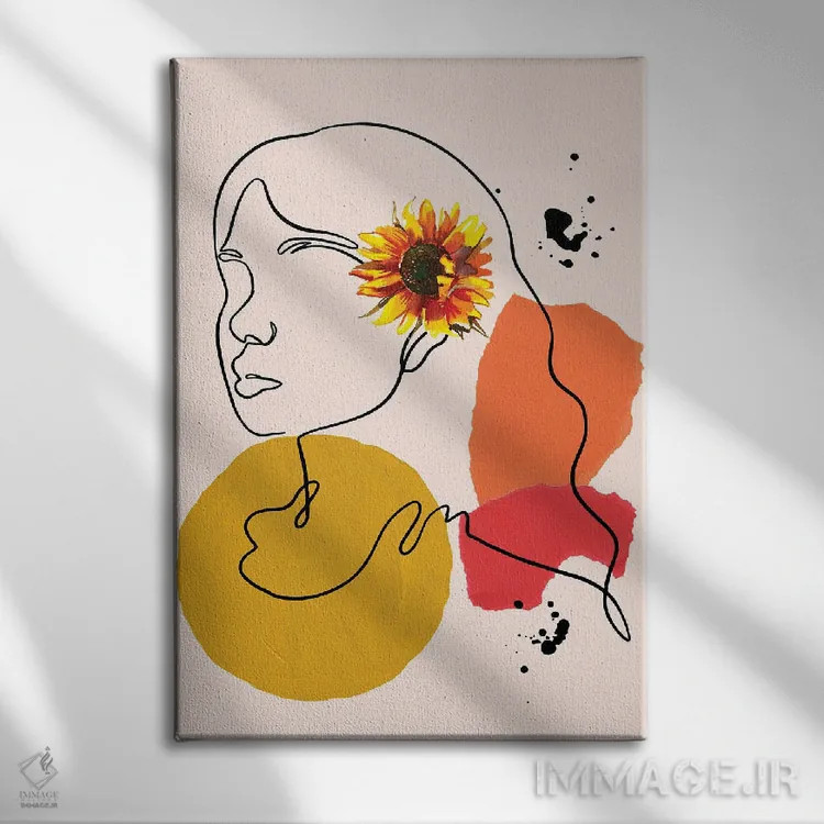 تابلو مینیمال پرتره زنانه بوهو بژ اثر ژانیا شاریپژانوا - نمای روبهرو روی دیوار