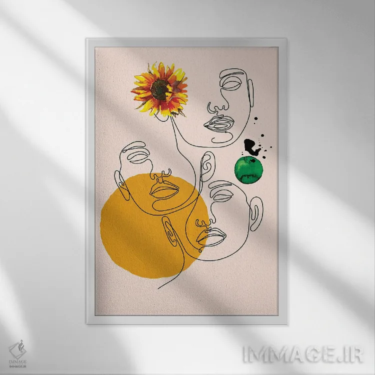 تابلو مینیمال چهره های انتزاعی اثر ژانیا شاریپژانوا - نمای قابدار سفید