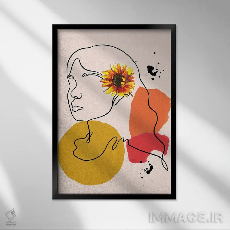 تابلو مینیمال پرتره زنانه بوهو بژ اثر ژانیا شاریپژانوا - نمای قابدار مشکی