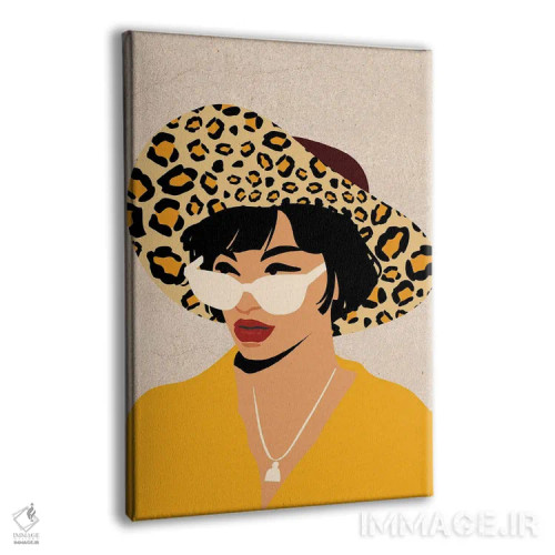 تابلو دکوراتیو دختر با کلاه پلنگی اثر ژانیا شاریپژانوا - نمای پرسپکتیو محصول