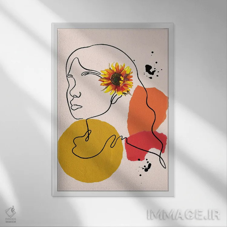 تابلو مینیمال پرتره زنانه بوهو بژ اثر ژانیا شاریپژانوا - نمای قابدار سفید