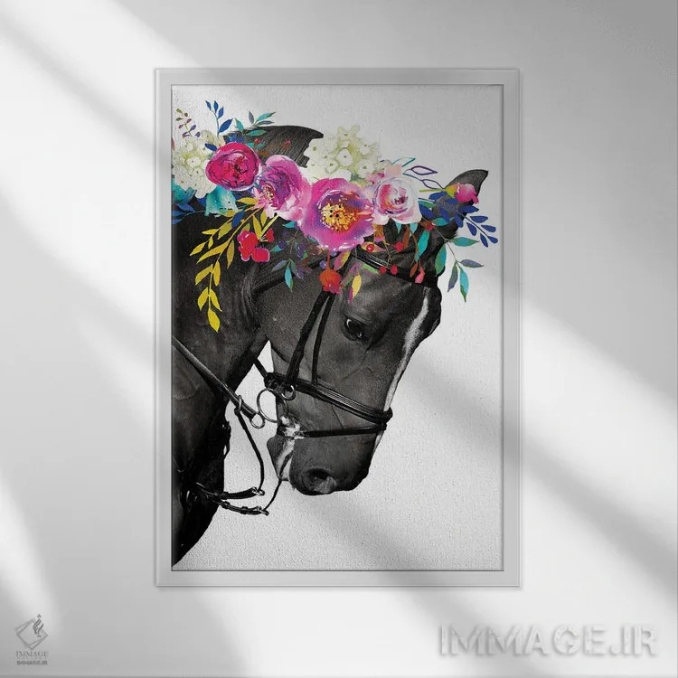 تابلوی سر اسب اثر ژانیا شاریپژانوا - نمای قابدار سفید