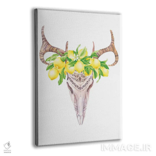 تابلو دکوراتیو چاپ جمجمه گاو با لیموها اثر ژانیا شاریپژانوا - نمای پرسپکتیو محصول