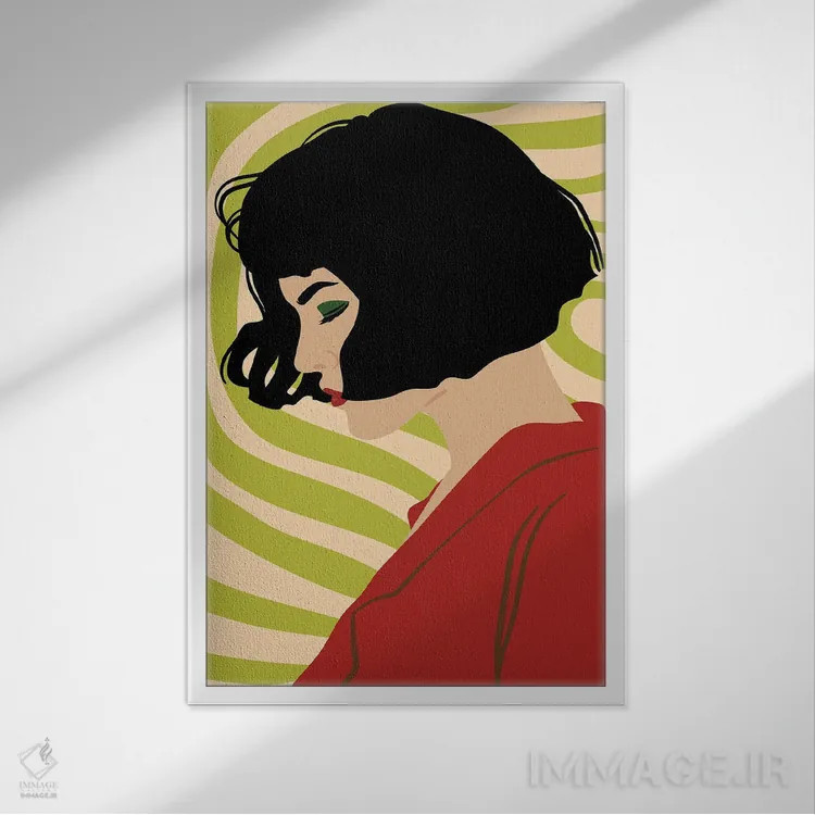 تابلو دکوراتیو پرتره دختر بوهو سبز اثر ژانیا شاریپژانوا - نمای قابدار سفید