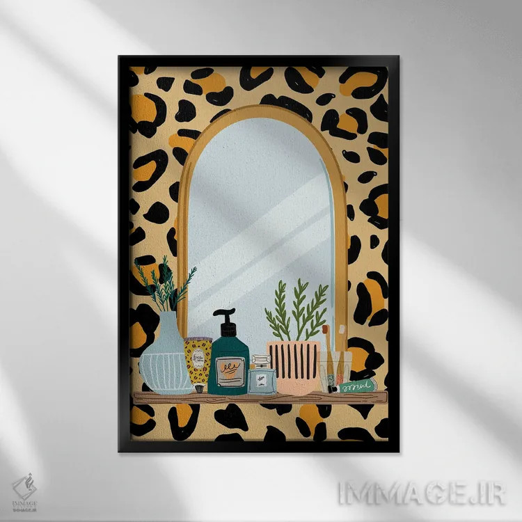 تابلو دکوراتیو ایستگاه آینه یوزپلنگی اثر ژانیا شاریپژانوا - نمای قابدار مشکی