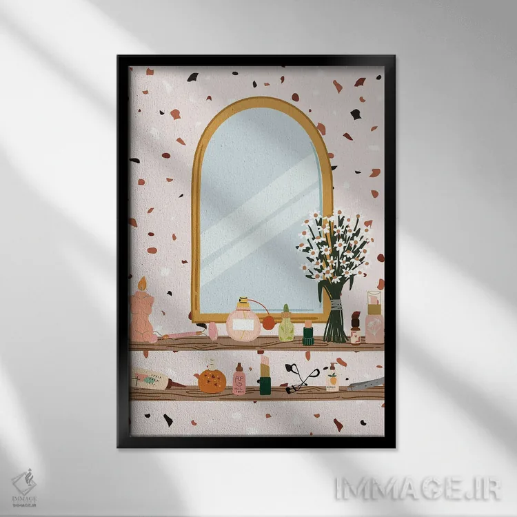 تابلو دکوراتیو اتاق ترازو اثر ژانیا شاریپژانوا - نمای قابدار مشکی