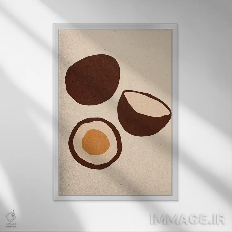 تابلو مینیمال نارگیل ها اثر ژانیا شاریپژانوا - نمای قابدار سفید
