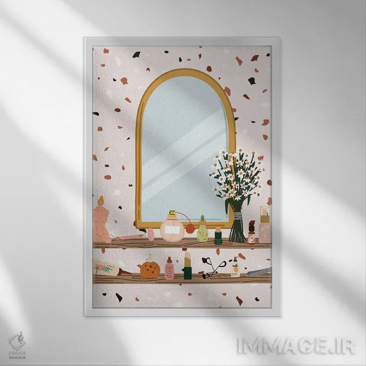 تابلو دکوراتیو اتاق ترازو اثر ژانیا شاریپژانوا - نمای قابدار سفید