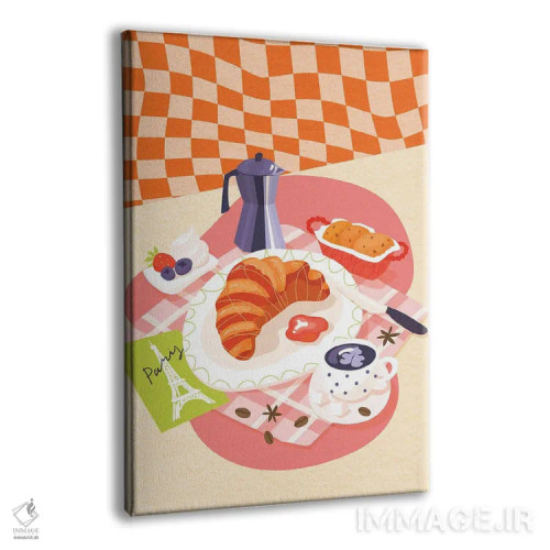 تابلو دکوراتیو صبحانه فرانسوی اثر ژانیا شاریپژانوا - نمای پرسپکتیو محصول