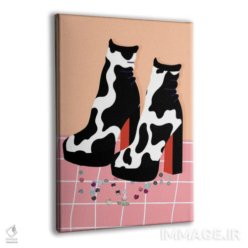 تابلو دکوراتیو کفش پاشنه بلند طرح گاوی اثر ژانیا شاریپژانوا - نمای پرسپکتیو محصول