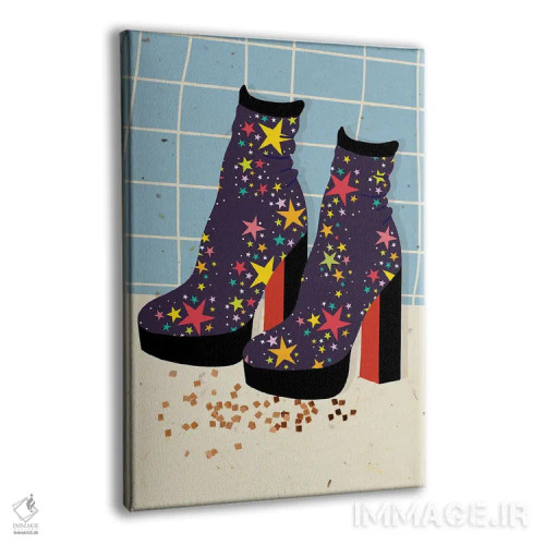 تابلو دکوراتیو کفش پلتفرم دیسکوی ستاره دار اثر ژانیا شاریپژانوا - نمای پرسپکتیو محصول