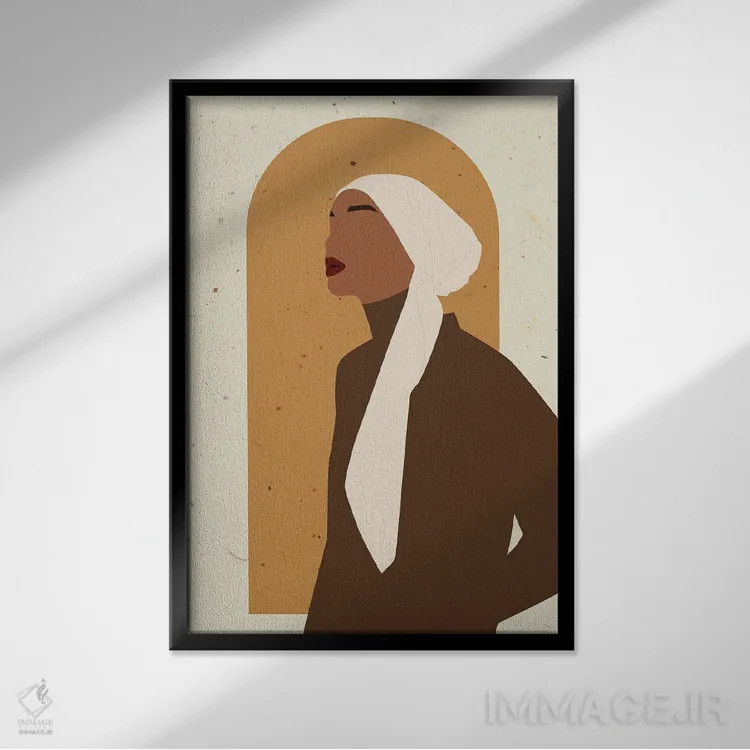 تابلو دکوراتیو پرتره زن مسلمان بوهو اثر ژانیا شاریپژانوا - نمای قابدار مشکی