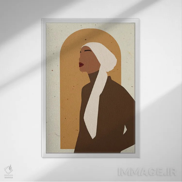 تابلو دکوراتیو پرتره زن مسلمان بوهو اثر ژانیا شاریپژانوا - نمای قابدار سفید