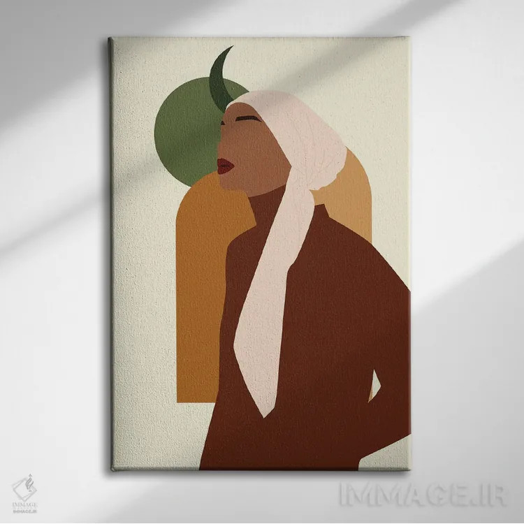 تابلو دکوراتیو زن مسلمان بوهو اثر ژانیا شاریپژانوا - نمای روبهرو روی دیوار