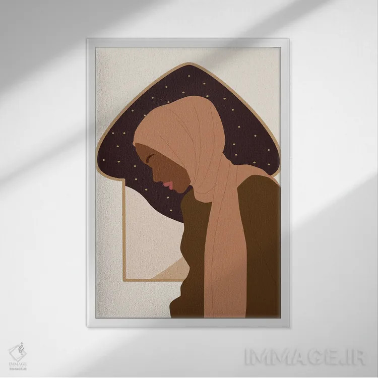 تابلو دکوراتیو پرتره زن مسلمان اثر ژانیا شاریپژانوا - نمای قابدار سفید
