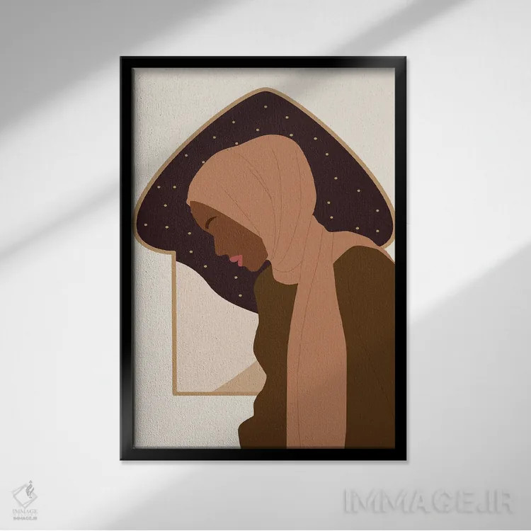 تابلو دکوراتیو پرتره زن مسلمان اثر ژانیا شاریپژانوا - نمای قابدار مشکی
