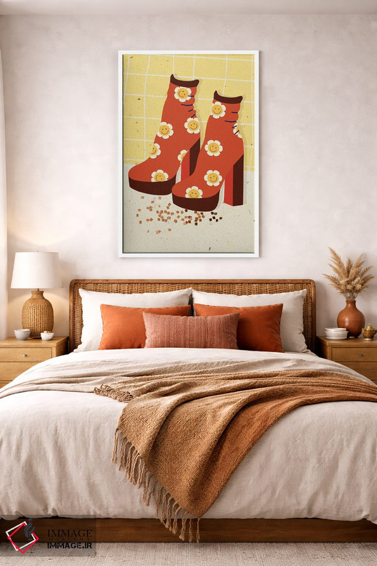 تابلو دکوراتیو کفش پلتفرم ایموجی گل مینا اثر ژانیا شاریپژانوا - D3W