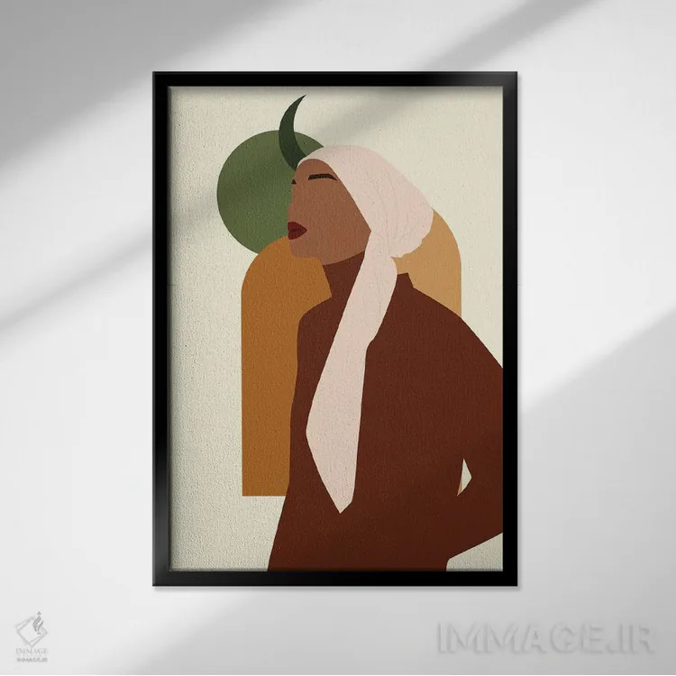 تابلو دکوراتیو زن مسلمان بوهو اثر ژانیا شاریپژانوا - نمای قابدار مشکی