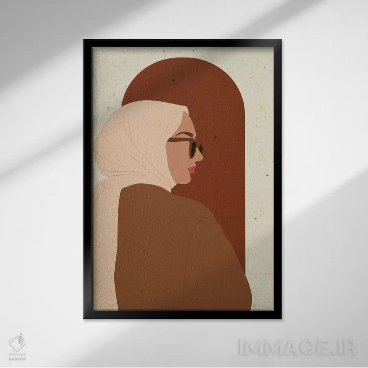 تابلو دکوراتیو پرتره زن مسلمان اثر ژانیا شاریپژانوا - نمای قابدار مشکی