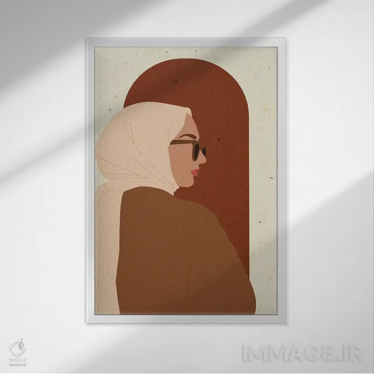 تابلو دکوراتیو پرتره زن مسلمان اثر ژانیا شاریپژانوا - نمای قابدار سفید