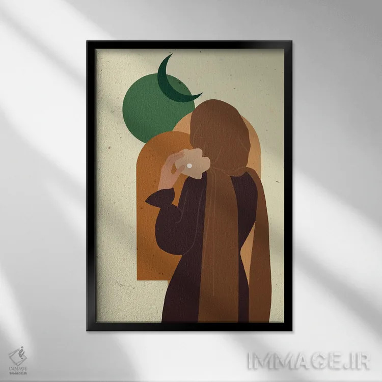 تابلو دکوراتیو هنر زن مسلمان بوهو اثر ژانیا شاریپژانوا - نمای قابدار مشکی