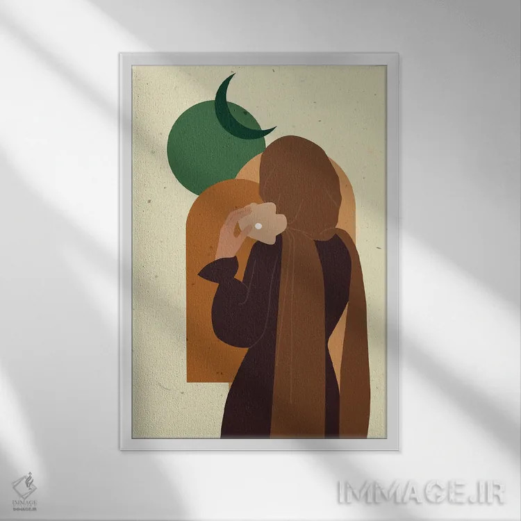 تابلو دکوراتیو هنر زن مسلمان بوهو اثر ژانیا شاریپژانوا - نمای قابدار سفید