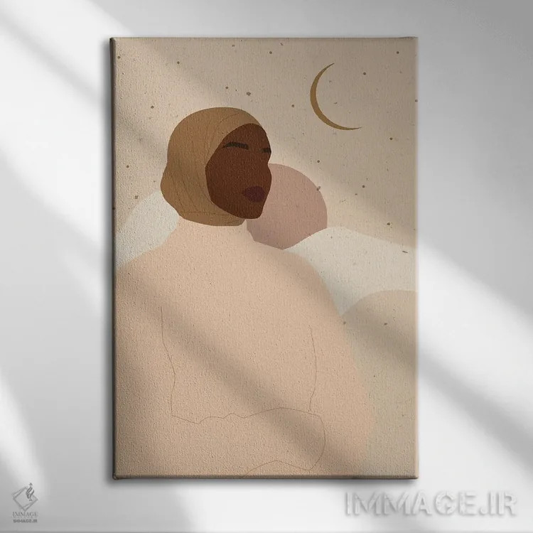 تابلو دکوراتیو زن اسلامی بوهو اثر ژانیا شاریپژانوا - نمای روبهرو روی دیوار