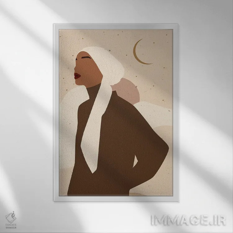 تابلو دکوراتیو زن اسلامی اثر ژانیا شاریپژانوا - نمای قابدار سفید