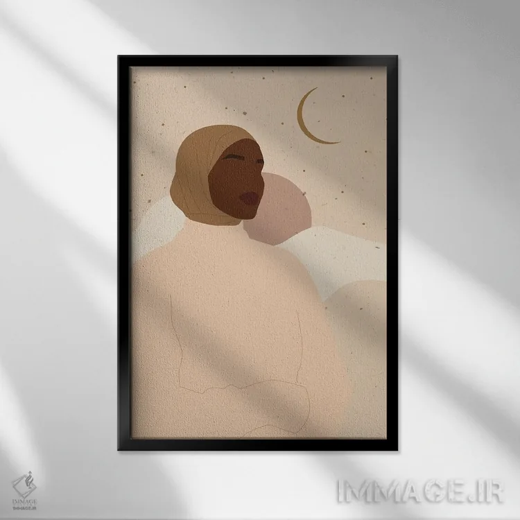 تابلو دکوراتیو زن اسلامی بوهو اثر ژانیا شاریپژانوا - نمای قابدار مشکی