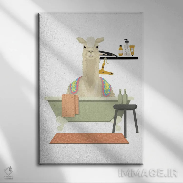تابلو دکوراتیو لاما در وان حمام اثر ژانیا شاریپژانوا - نمای روبهرو روی دیوار