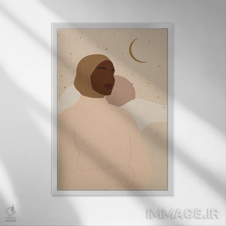 تابلو دکوراتیو زن اسلامی بوهو اثر ژانیا شاریپژانوا - نمای قابدار سفید