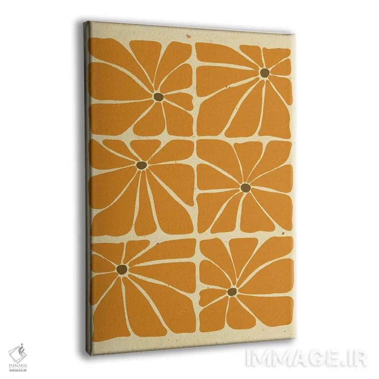 تابلو مدرن کاشی گل های زرد خردلی سبک میان سده ای اثر ژانیا شاریپژانوا - نمای پرسپکتیو محصول
