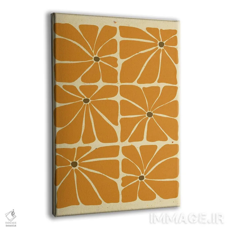 تابلو مدرن کاشی گل های زرد خردلی سبک میان سده ای اثر ژانیا شاریپژانوا - نمای پرسپکتیو محصول