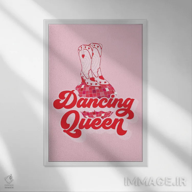 تابلو دکوراتیو دختر گاوچران در حال رقص اثر ژانیا شاریپژانوا - نمای قابدار سفید