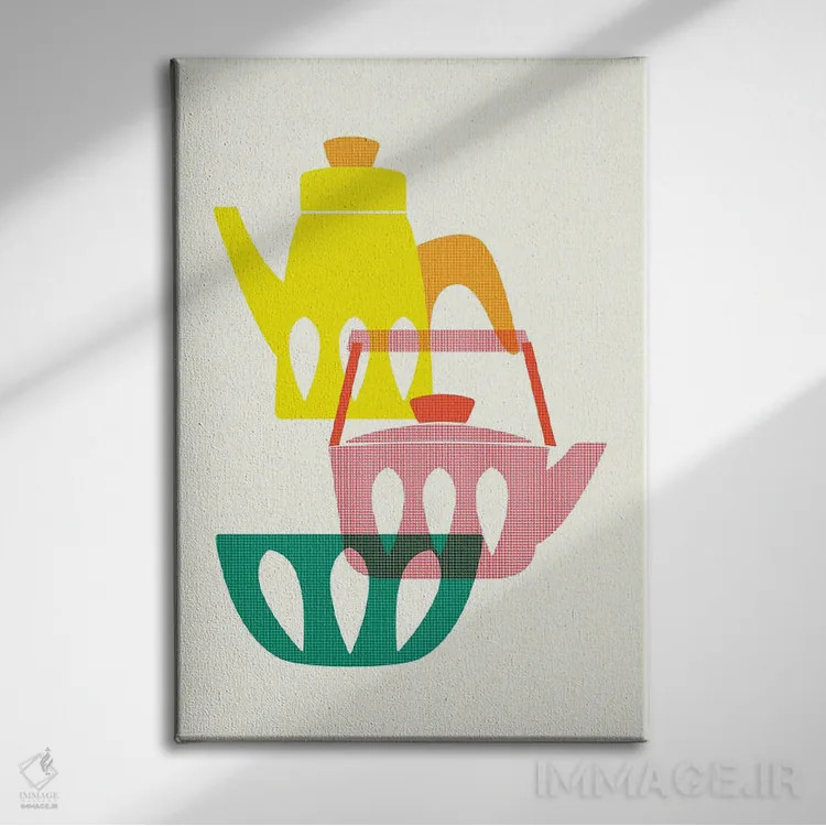 تابلو مدرن ظروف سبک میان سده ای اثر ژانیا شاریپژانوا - نمای روبهرو روی دیوار