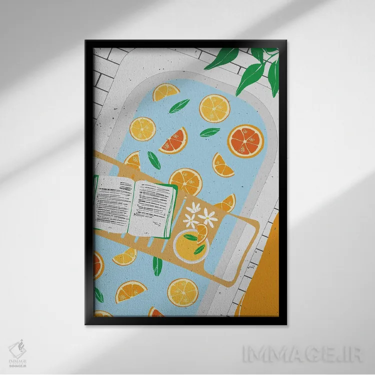 تابلو دکوراتیو زمان حمام گیاهی اثر ژانیا شاریپژانوا - نمای قابدار مشکی