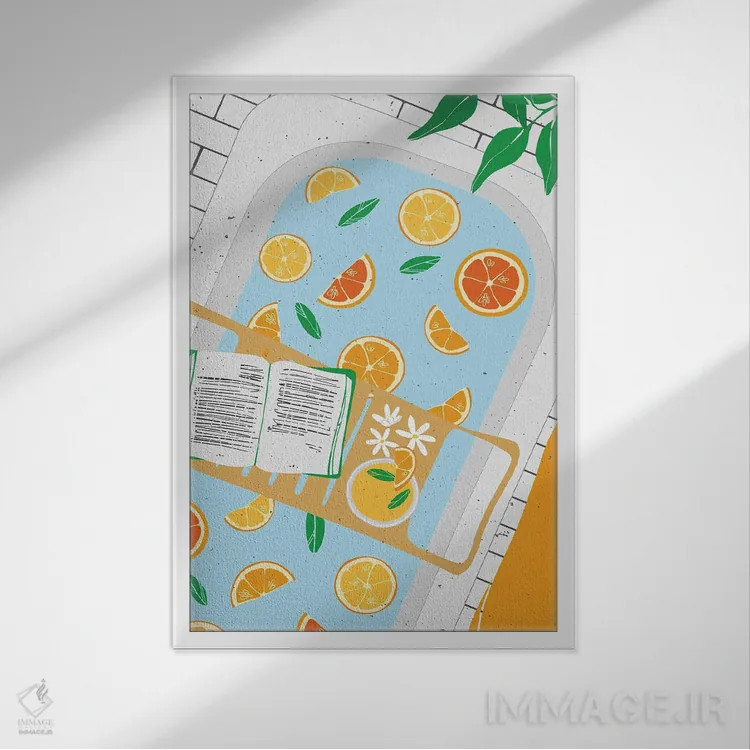 تابلو دکوراتیو زمان حمام گیاهی اثر ژانیا شاریپژانوا - نمای قابدار سفید
