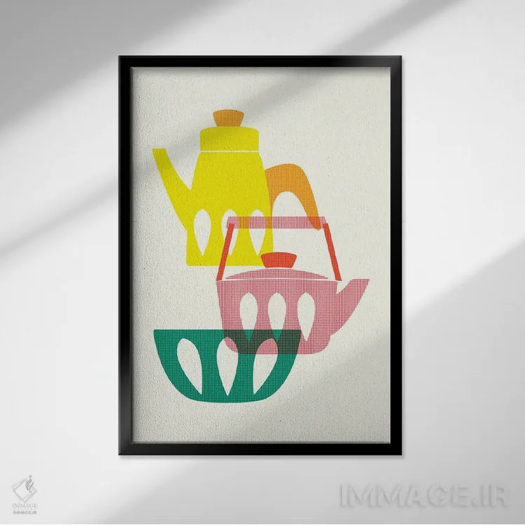 تابلو مدرن ظروف سبک میان سده ای اثر ژانیا شاریپژانوا - نمای قابدار مشکی