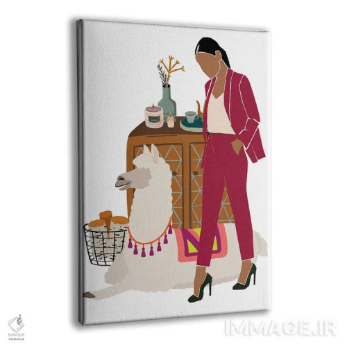 تابلو دکوراتیو کریسمس با لاما اثر ژانیا شاریپژانوا - نمای پرسپکتیو محصول