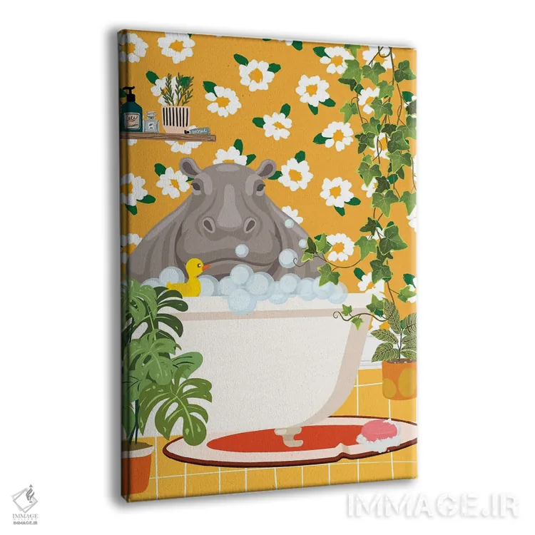 تابلو دکوراتیو اسب آبی در وان حمام اثر ژانیا شاریپژانوا - نمای پرسپکتیو محصول