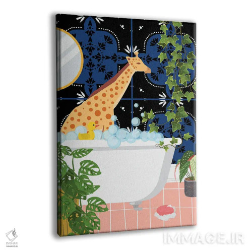 تابلو دکوراتیو زرافه در حال استحمام در حمام مراکشی اثر ژانیا شاریپژانوا - نمای پرسپکتیو محصول