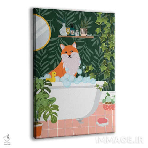 تابلو دکوراتیو روباه در حال حمام گرفتن در حمام گیاهی اثر ژانیا شاریپژانوا - نمای پرسپکتیو محصول