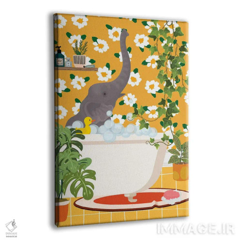 تابلو دکوراتیو فیل بچه در وان حمام اثر ژانیا شاریپژانوا - نمای پرسپکتیو محصول