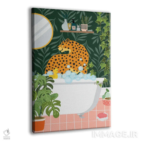 تابلو دکوراتیو یوزپلنگ در وان حمام من اثر ژانیا شاریپژانوا - نمای پرسپکتیو محصول