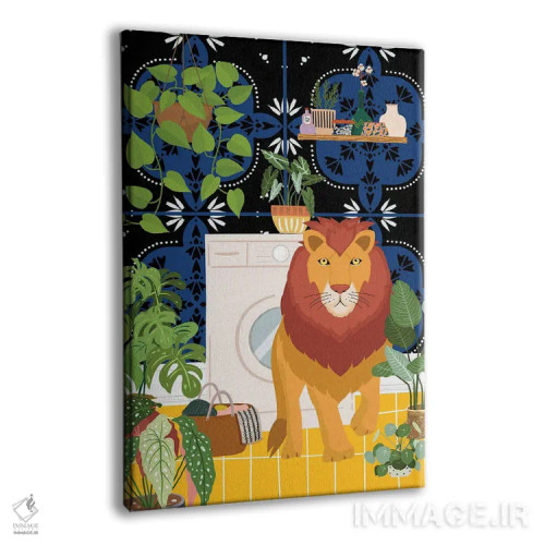 تابلو دکوراتیو شیر در اتاق لباسشویی مراکشی من اثر ژانیا شاریپژانوا - نمای پرسپکتیو محصول
