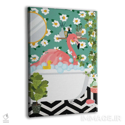 تابلو دکوراتیو فلامینگو در وان حمام من اثر ژانیا شاریپژانوا - نمای پرسپکتیو محصول